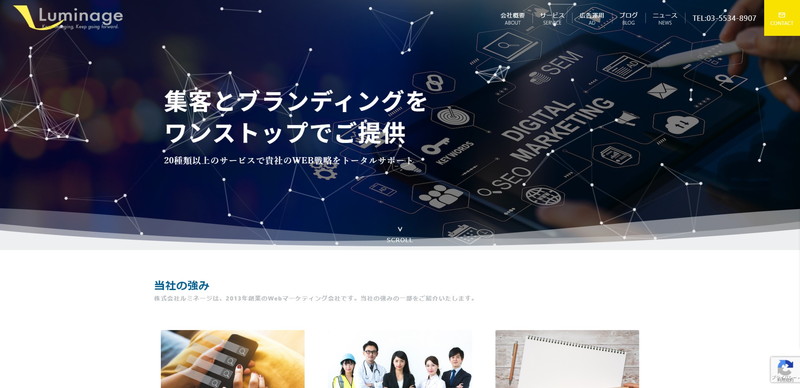 Luminage公式HPのキャプチャ